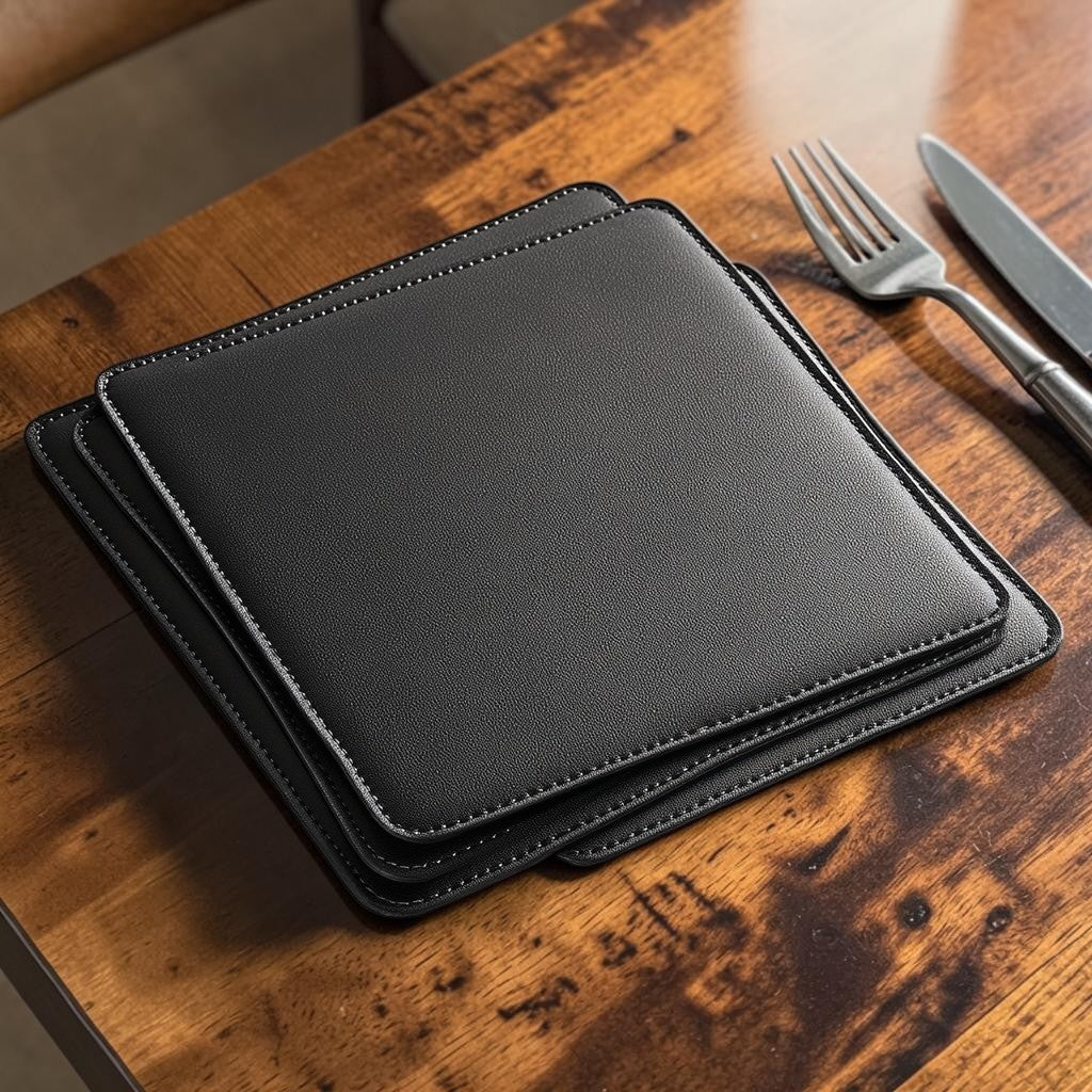 Rmvxj Heat-Resistant Placemats - Waterproof & Easy-Clean Leather Dining Mats - Modern Minimalist Table Decor for Kitchen & Dining Table - Set of 4