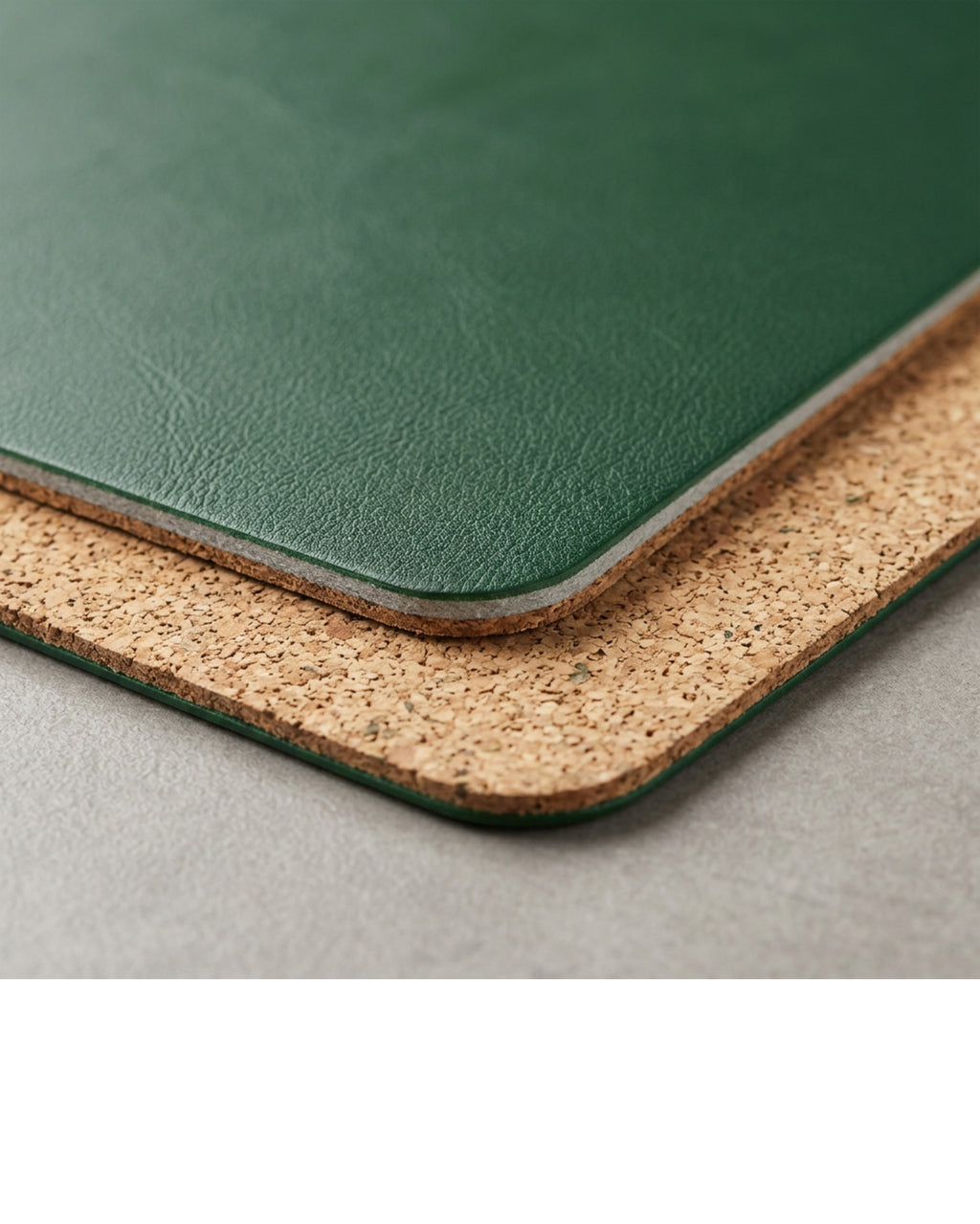 Rmvxj Cork-Backed PU Leather Placemat 17 x 12 in Forest Green - Detail view