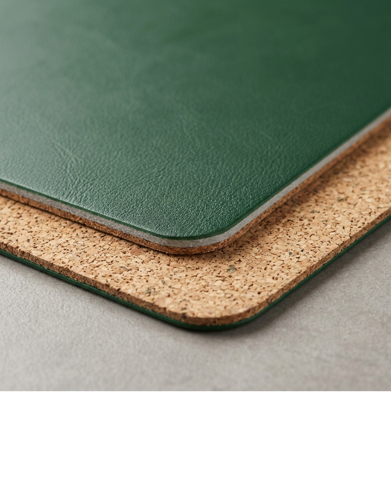 Rmvxj Cork-Backed PU Leather Placemat 17 x 12 in Forest Green - Detail view