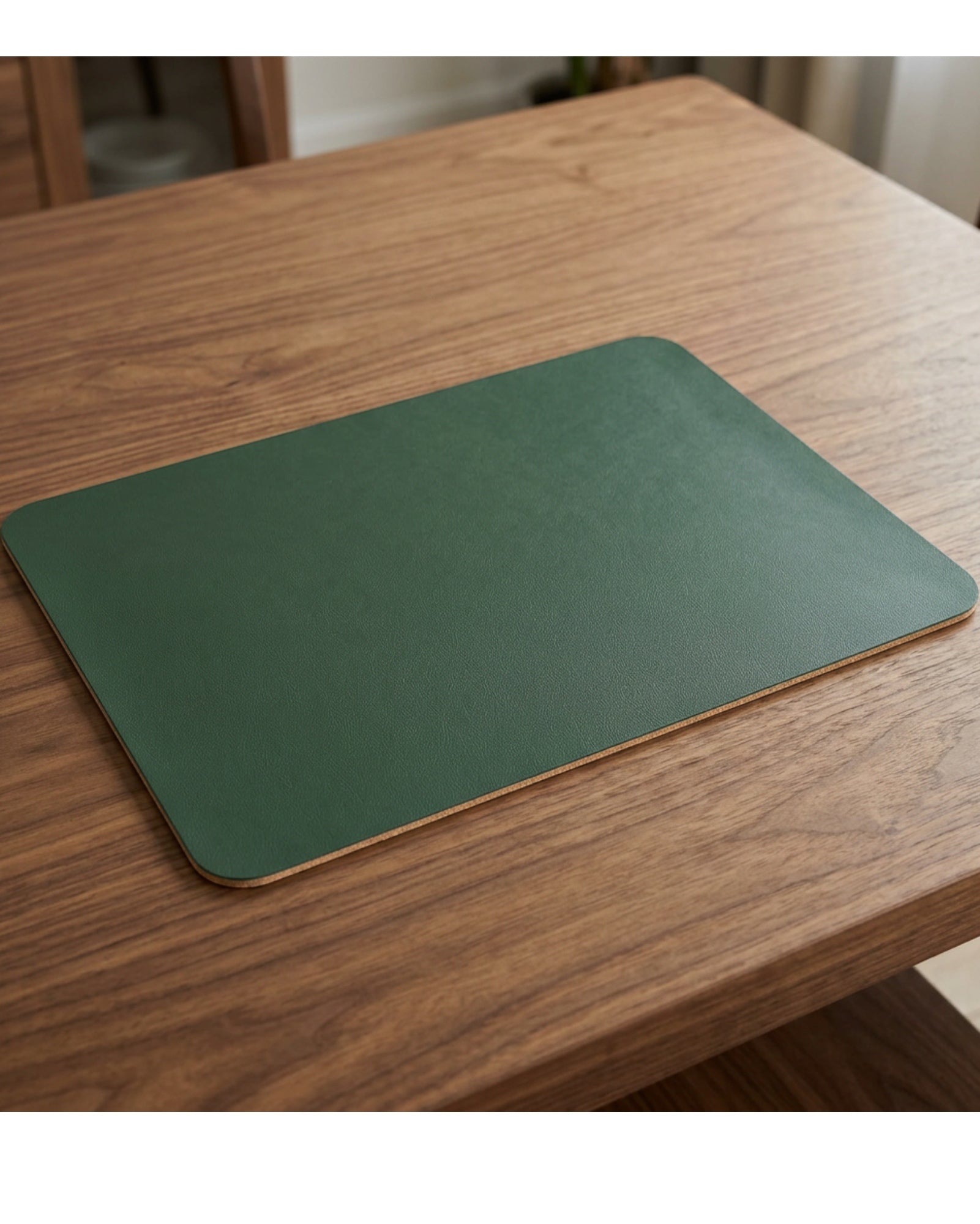 Rmvxj Cork-Backed PU Leather Placemat 17 x 12 in Forest Green - Lifestyle view