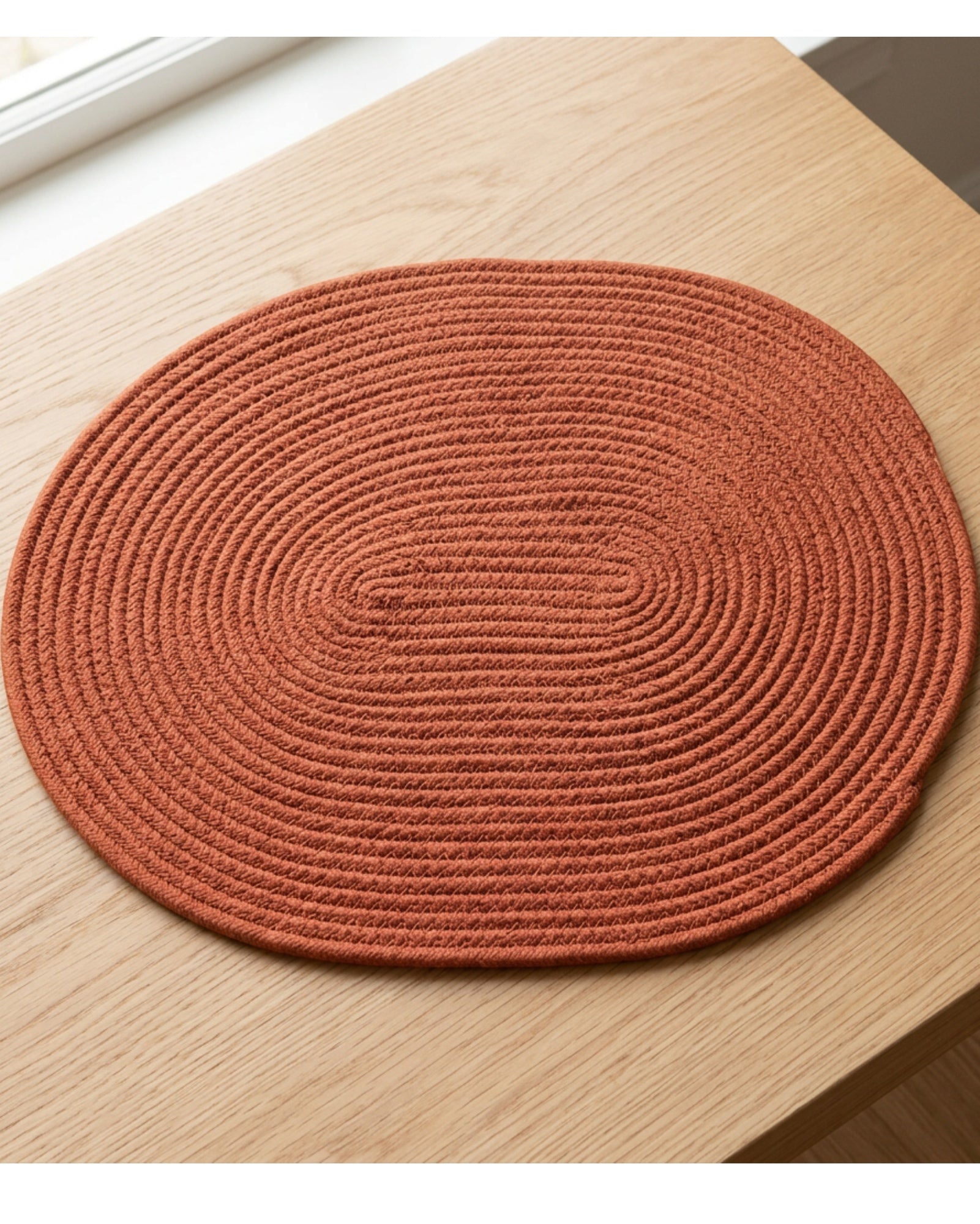 Rmvxj Oval Braided Cotton Rope Placemat 18 x 13 in Terracotta - Lifestyle view